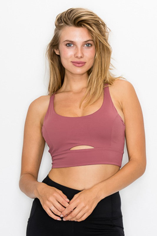 Cross Back Front Slit Sports Bra