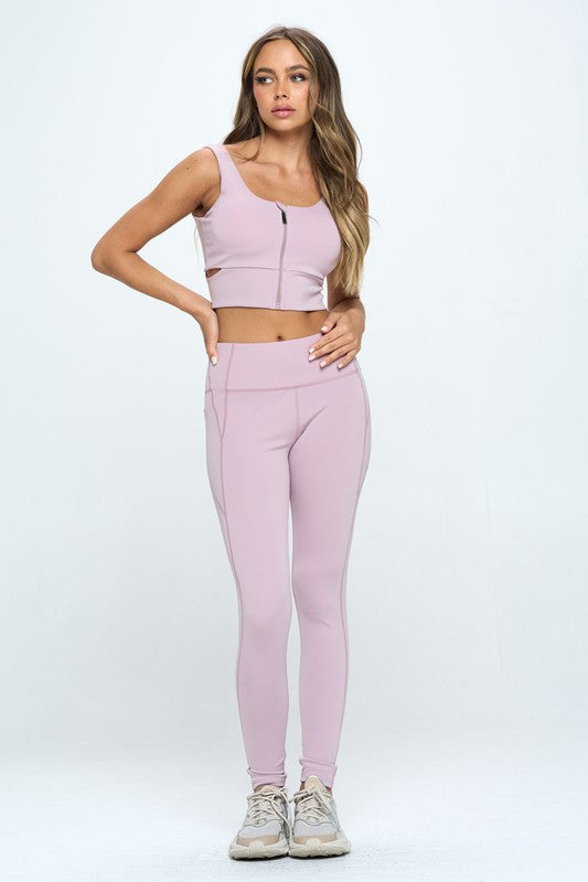 Noa Zip Up Crop Sports Tank Top Set