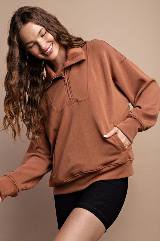 Molly Quarter Zip Funnel Neck Pullover