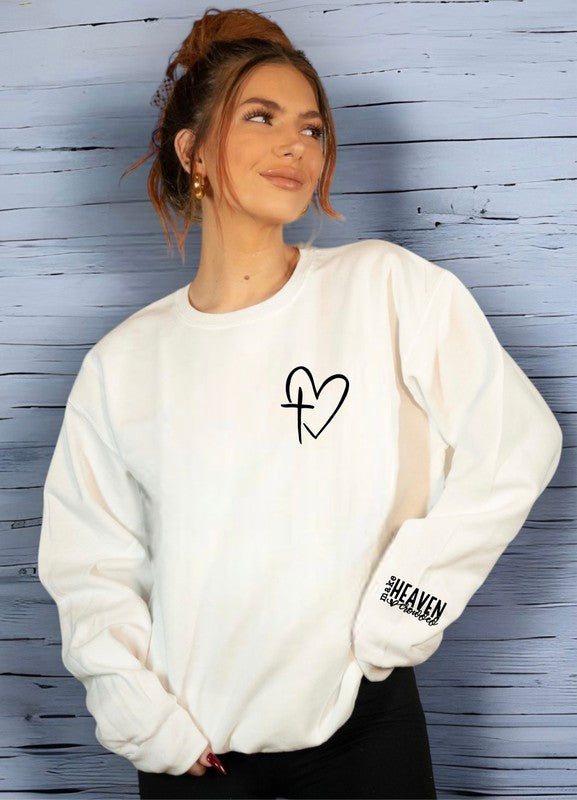 Heart/Cross Left Chest CrewNeck Sweatshirt