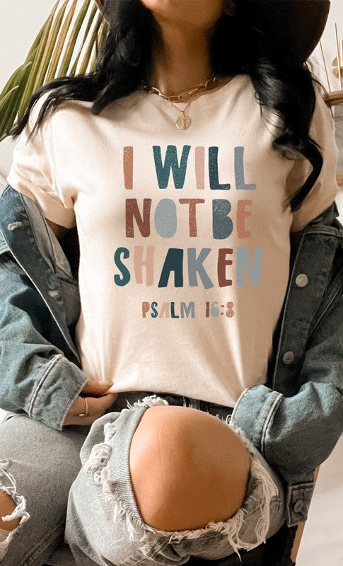 I Will Not Be Shaken Easter Christian Graphic Tee