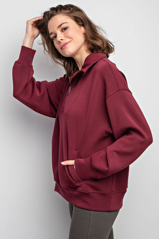 Molly Quarter Zip Funnel Neck Pullover