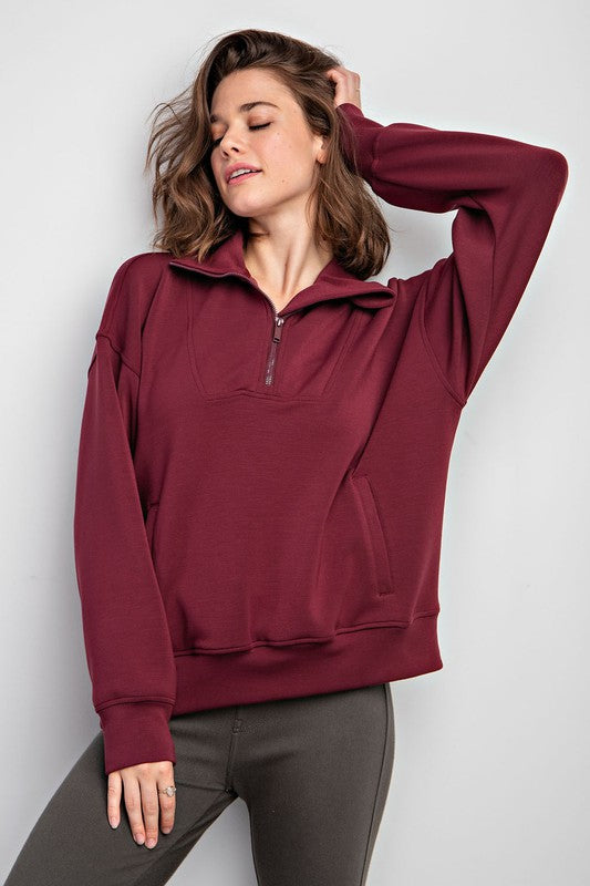 Molly Quarter Zip Funnel Neck Pullover