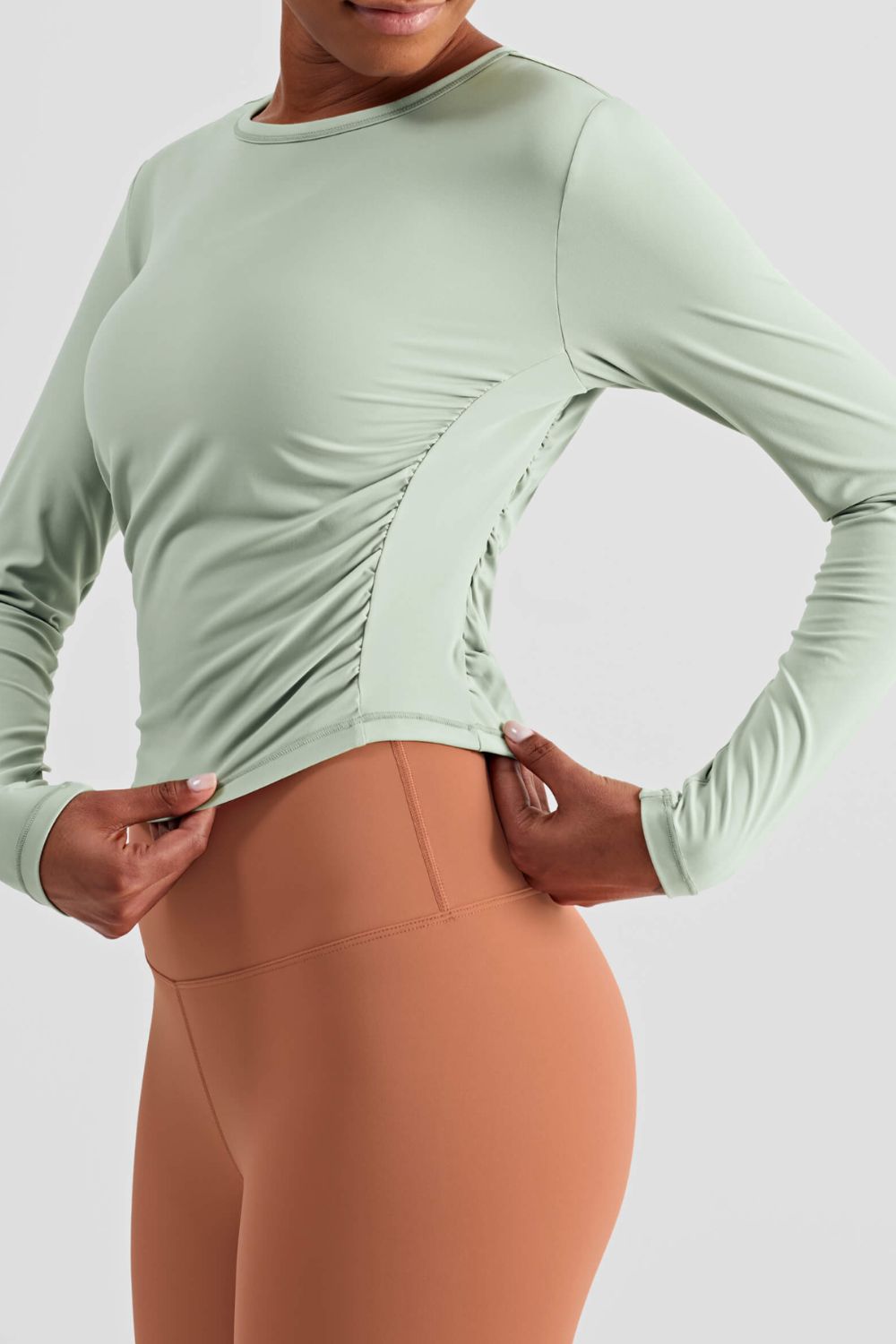 Gathered Detail Long Sleeve Sports Top