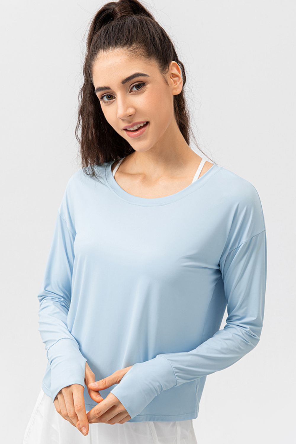 Breathable Round Neck Dropped Shoulder Top