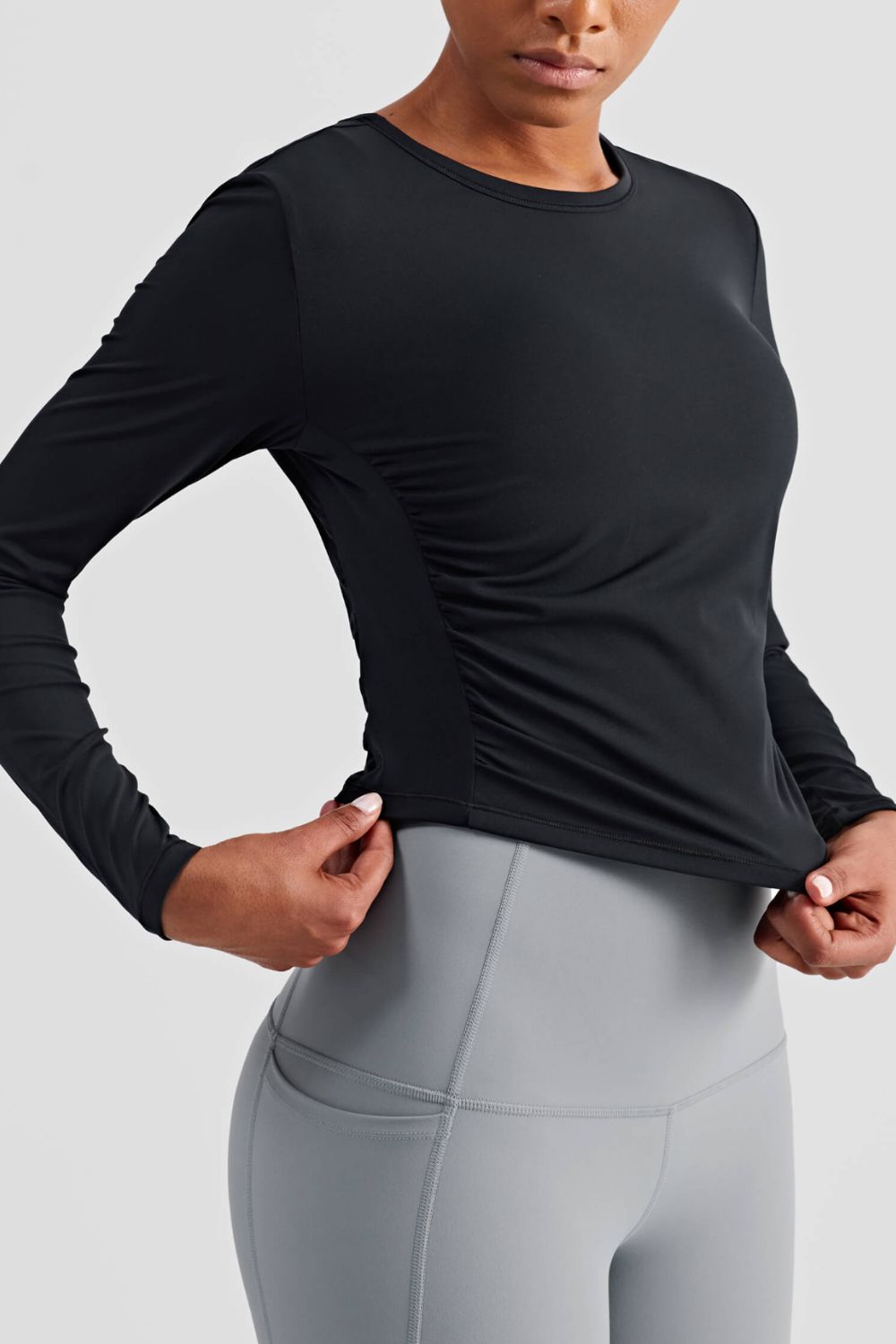 Gathered Detail Long Sleeve Sports Top