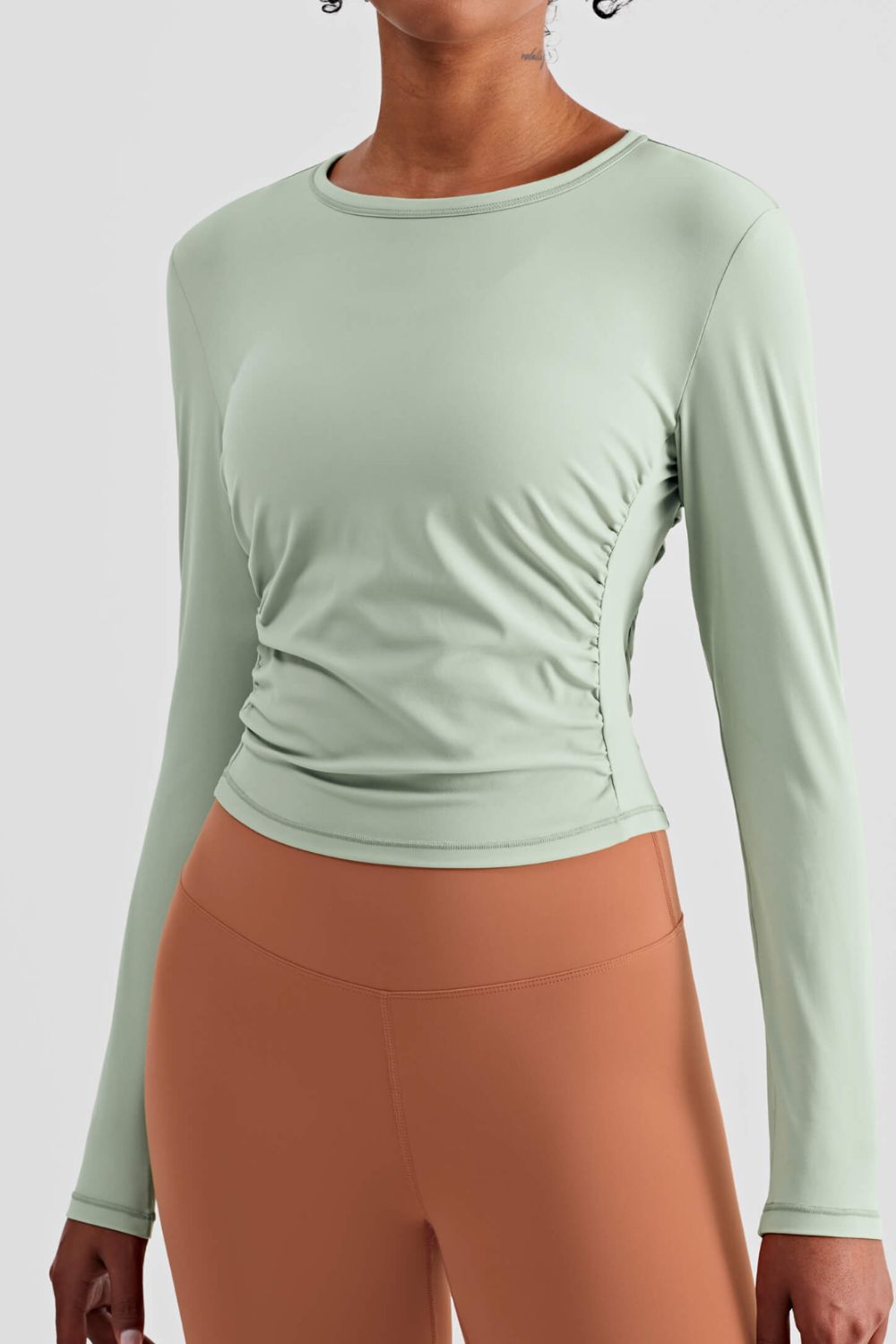 Gathered Detail Long Sleeve Sports Top