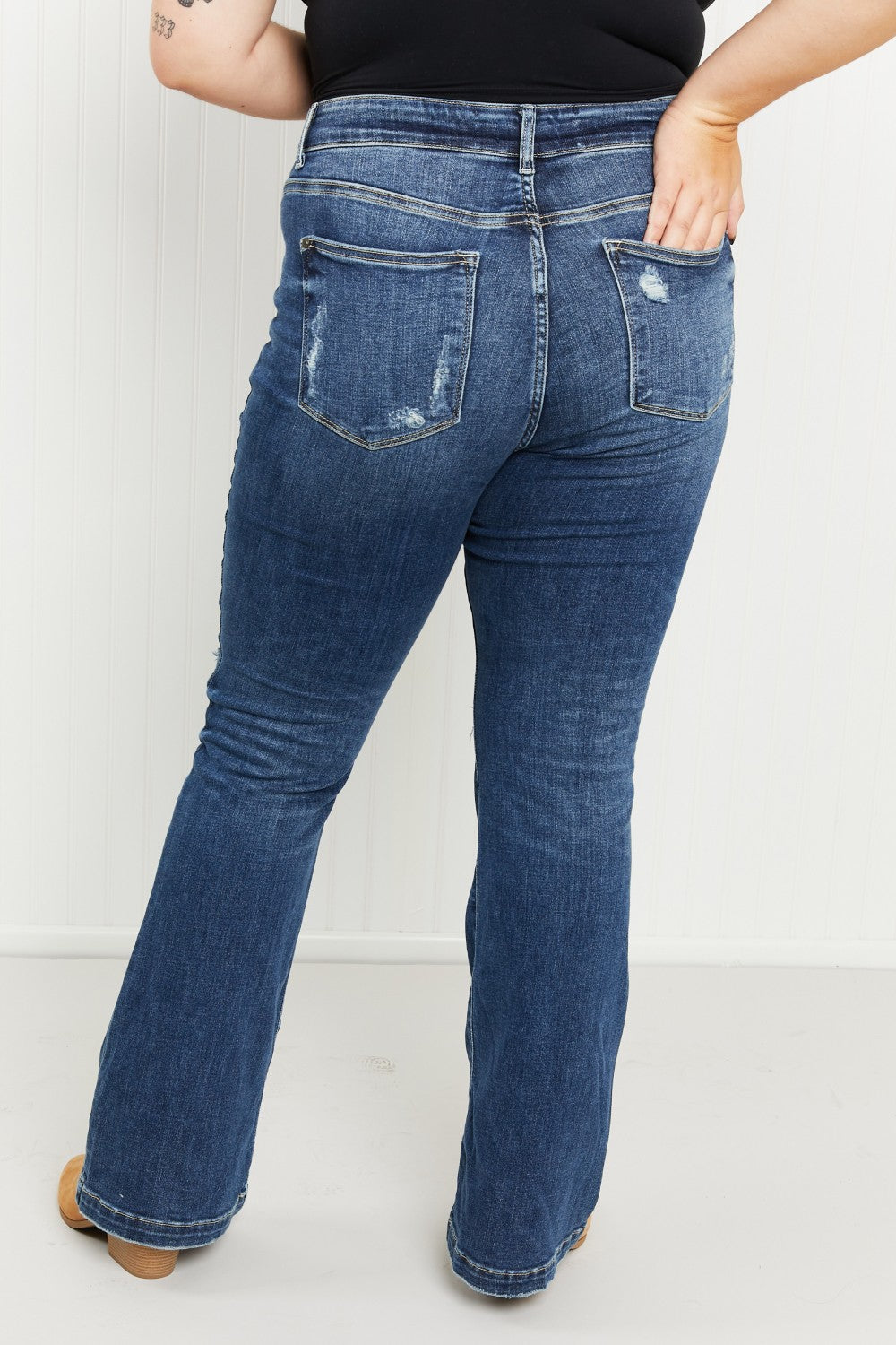 Judy Blue Ophelia Full Size Mid-Rise Destroyed Flare Jeans