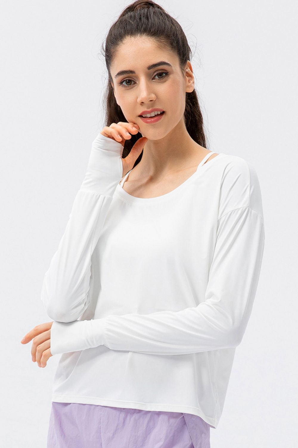 Breathable Round Neck Dropped Shoulder Top