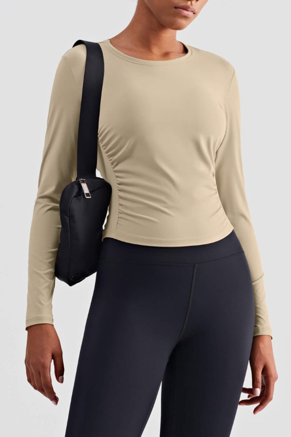 Gathered Detail Long Sleeve Sports Top