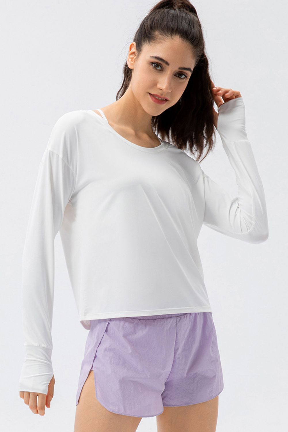 Breathable Round Neck Dropped Shoulder Top