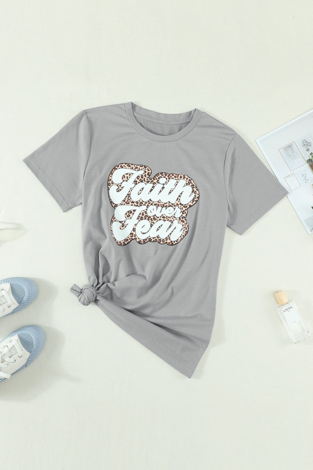 FAITH OVER FEAR Graphic Round Neck Tee