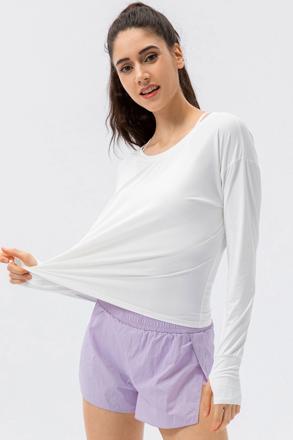 Breathable Round Neck Dropped Shoulder Top