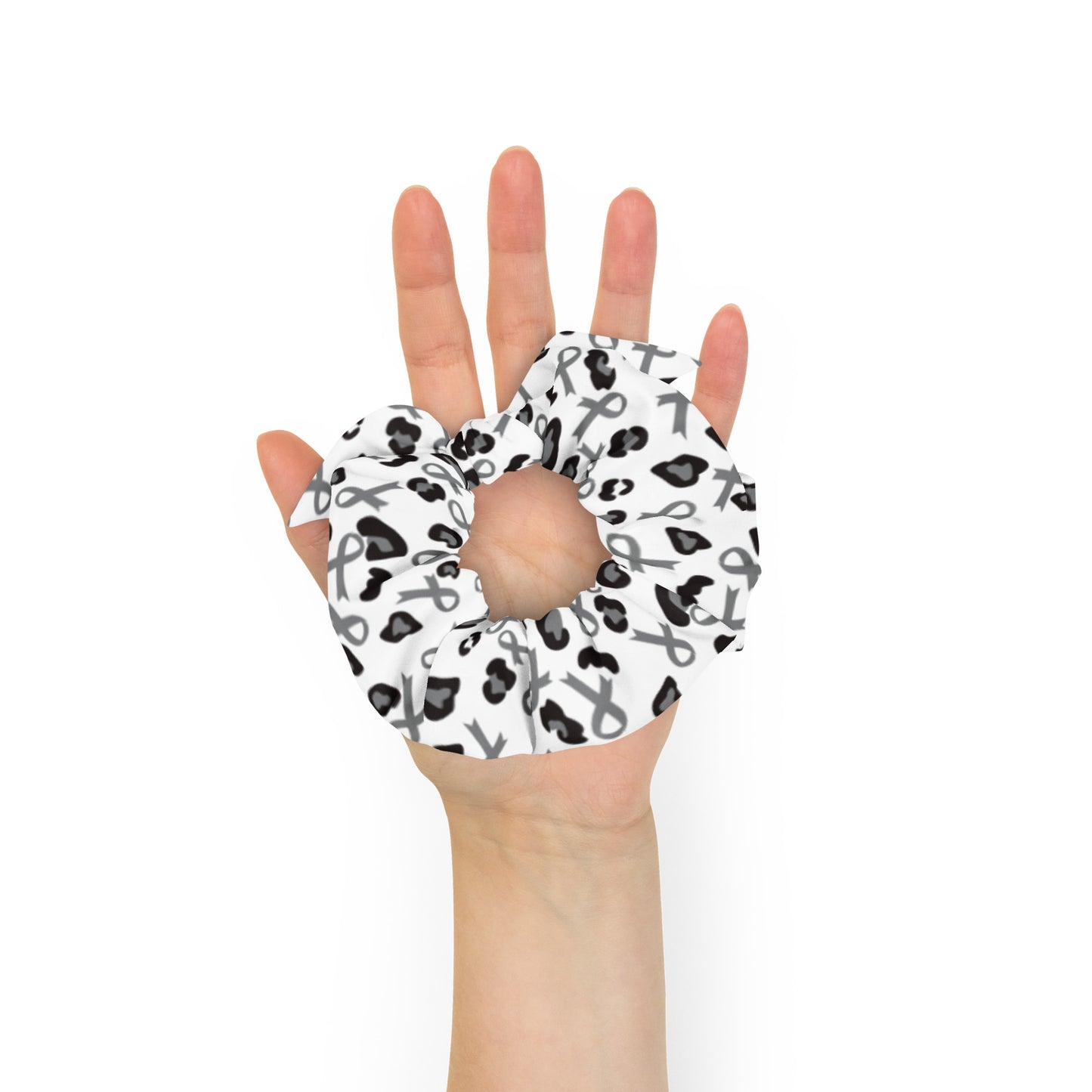 Gray & Cheetah Recycled Scrunchie