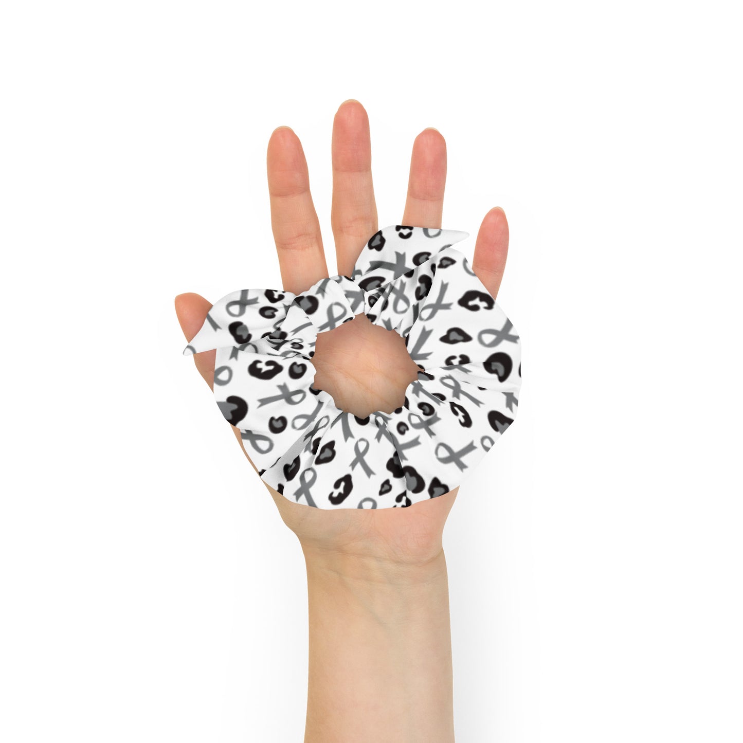 Gray & Cheetah Recycled Scrunchie