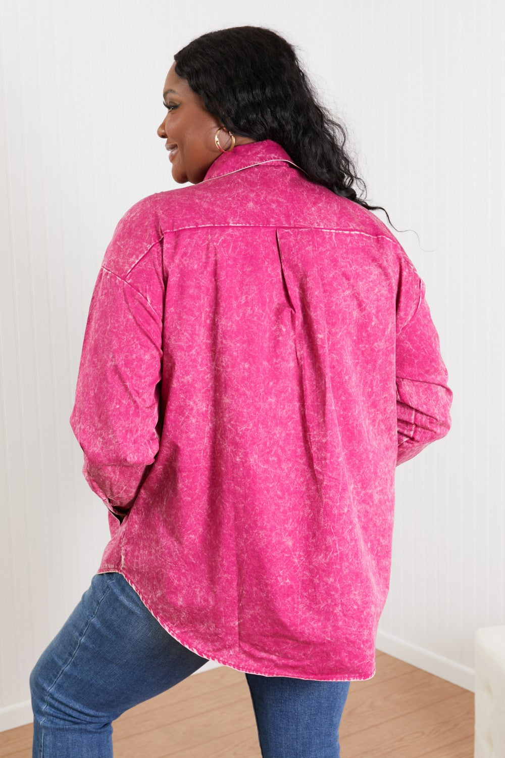 Zenana Bonfire Skies Full Size Vintage Wash Shacket