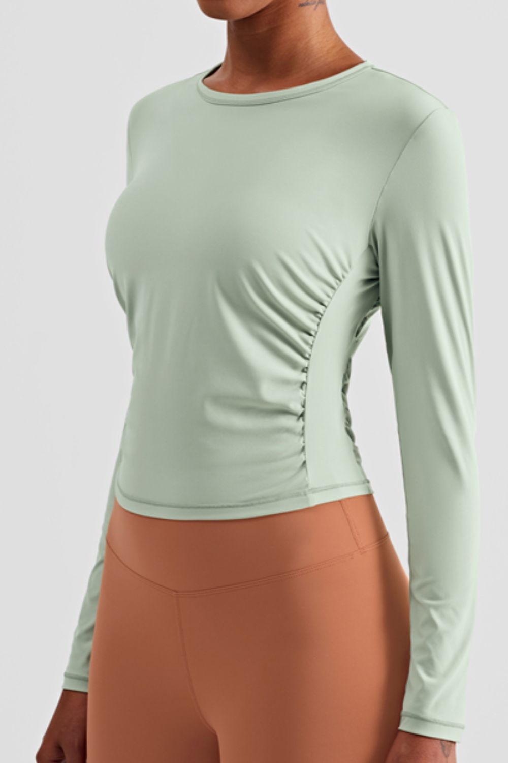 Gathered Detail Long Sleeve Sports Top