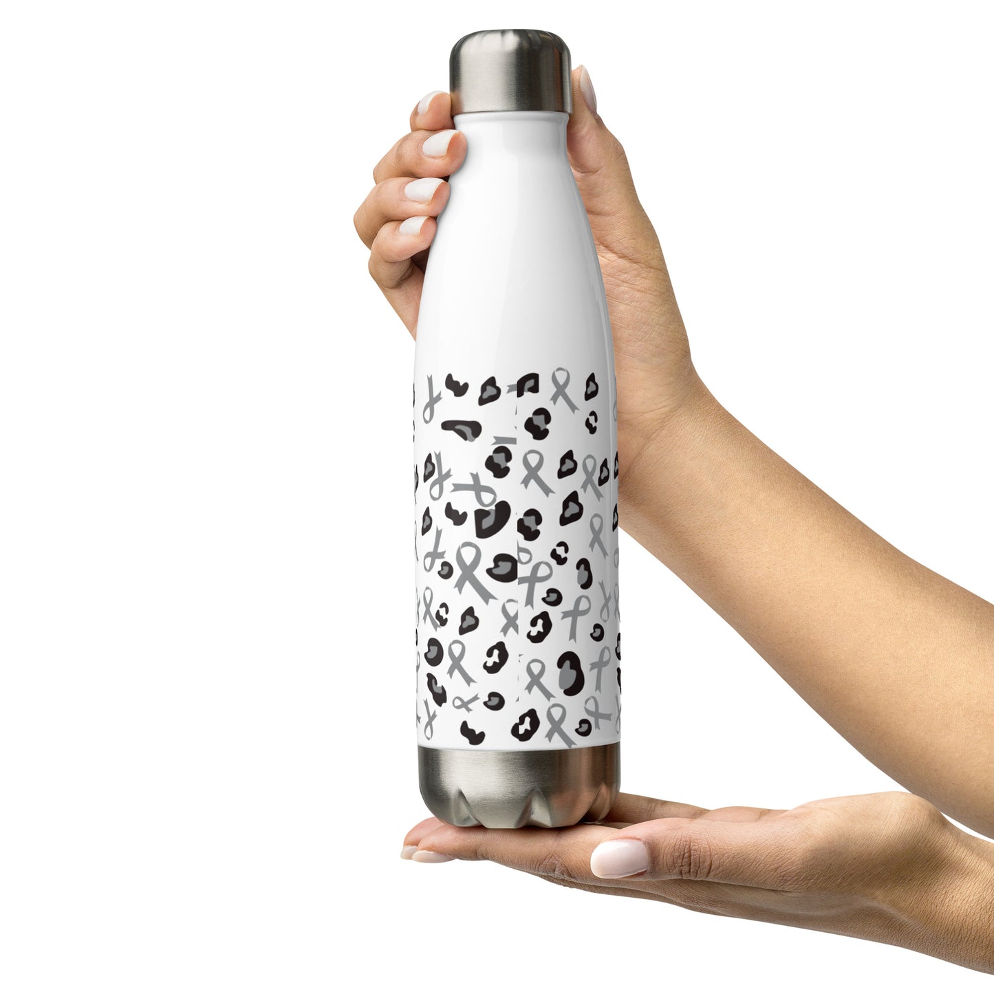 Gray & Cheetah Stainless Steel Water Bottle