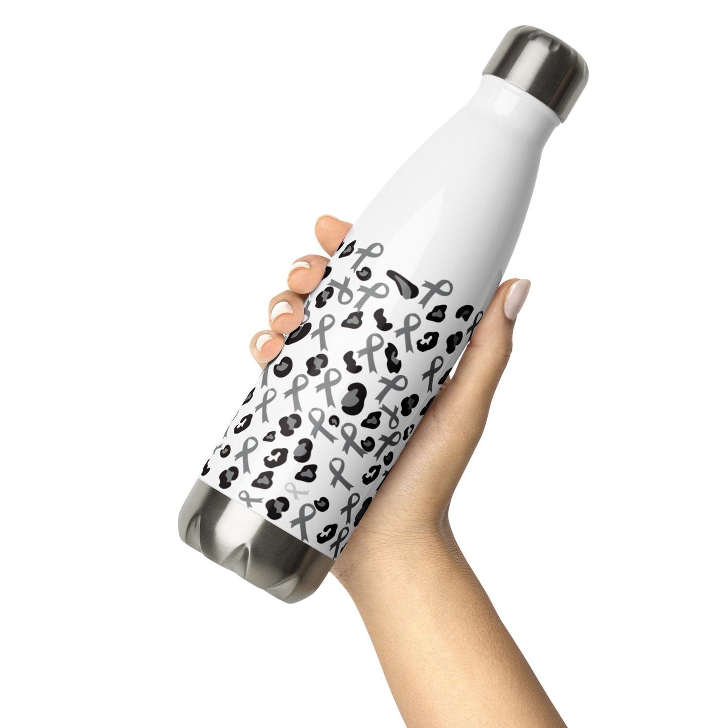 Gray & Cheetah Stainless Steel Water Bottle